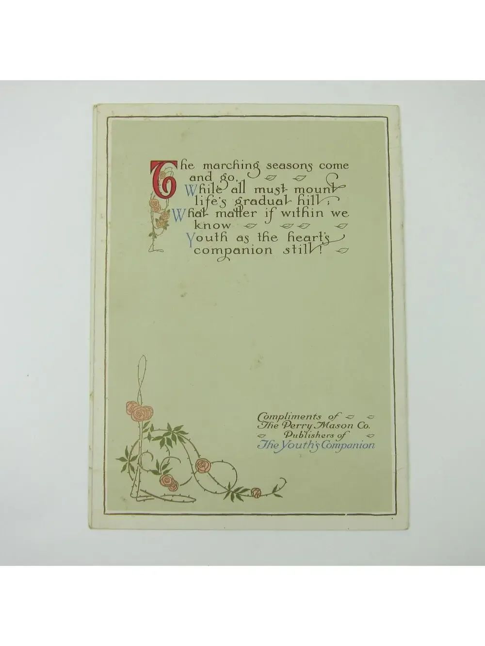 Youth’s Companion 1912 Calendar Perry Mason Co. Sailboats Lady Antique RARE